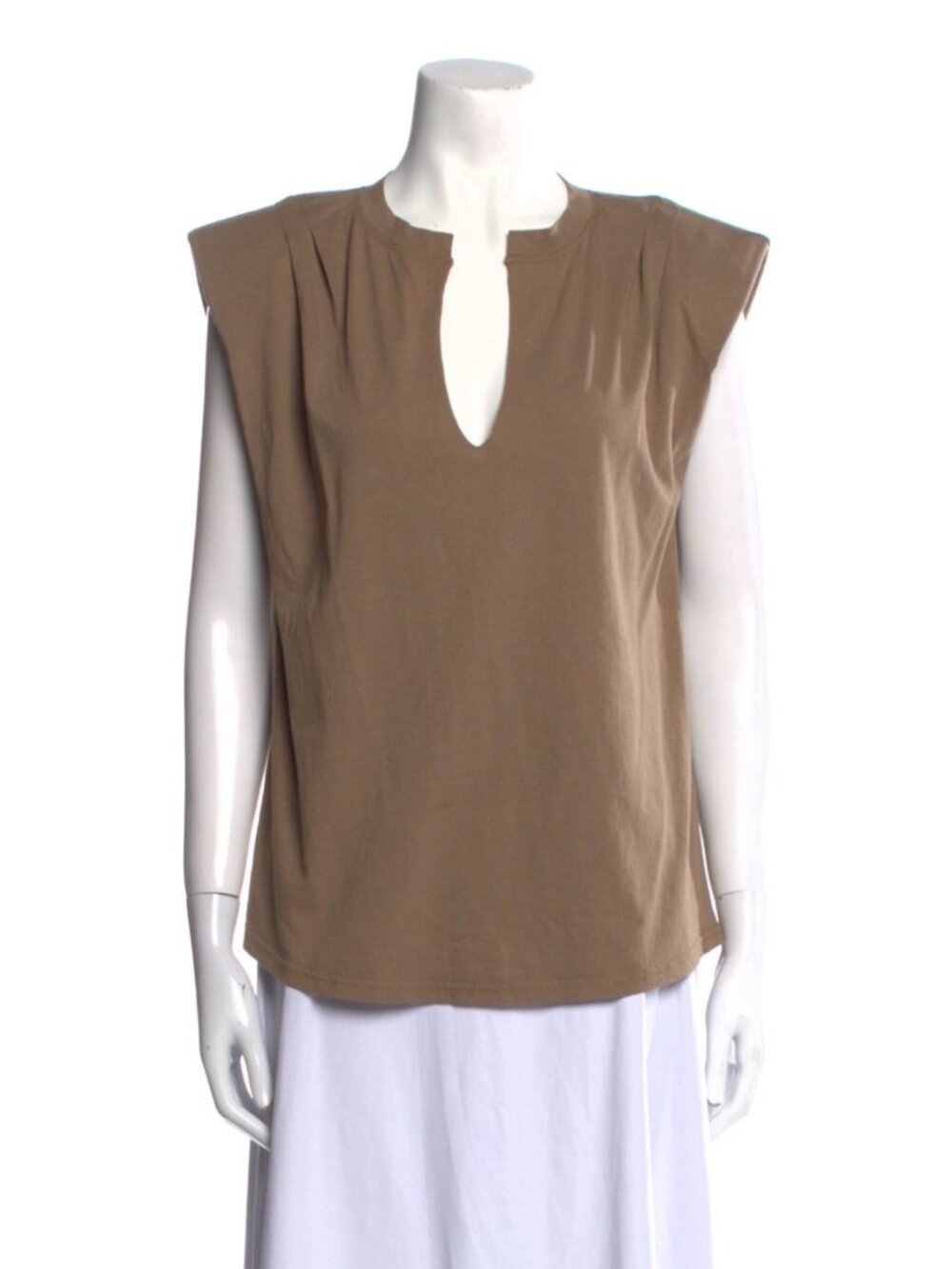 FRAME top, size M. Brown/Beige, sleeveless with shoulder padding